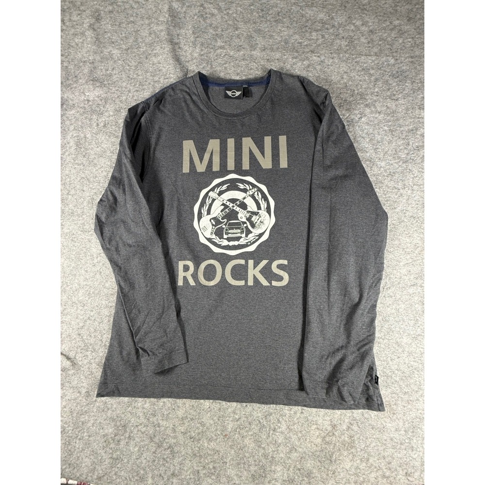 Mini Cooper Rocks Long Sleeve Graphic T-Shirt Mens XXL Charcoal Gray Guitar Car